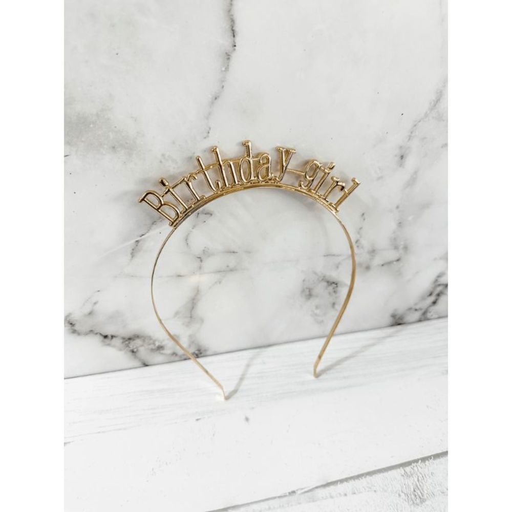 Rose Gold "Birthday Girl" Headband Tiara - Picture 8 of 13